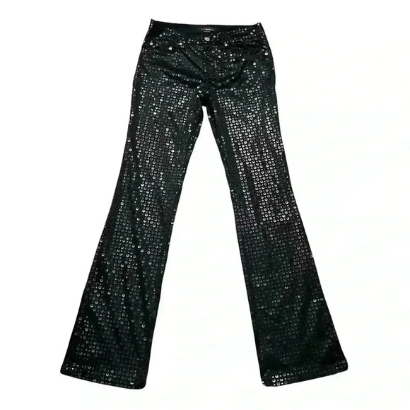 Vintage Y2K 2000s Cavaricci Black Sequin Bootcut Pants Size 5 Waist 28” - Picture 2 of 16